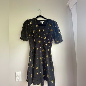 Arizona black floral puff sleeve dress